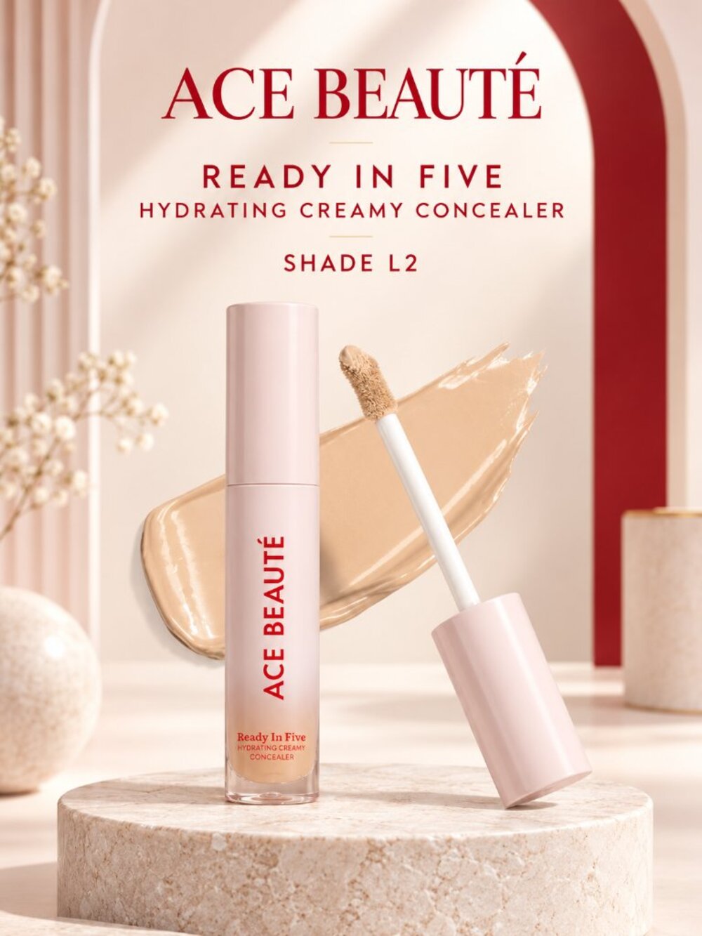 ACE BEAUTÉ Ready In Five Hydrating Creamy Concealer L2 Full Size New